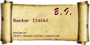 Backer Ildikó névjegykártya